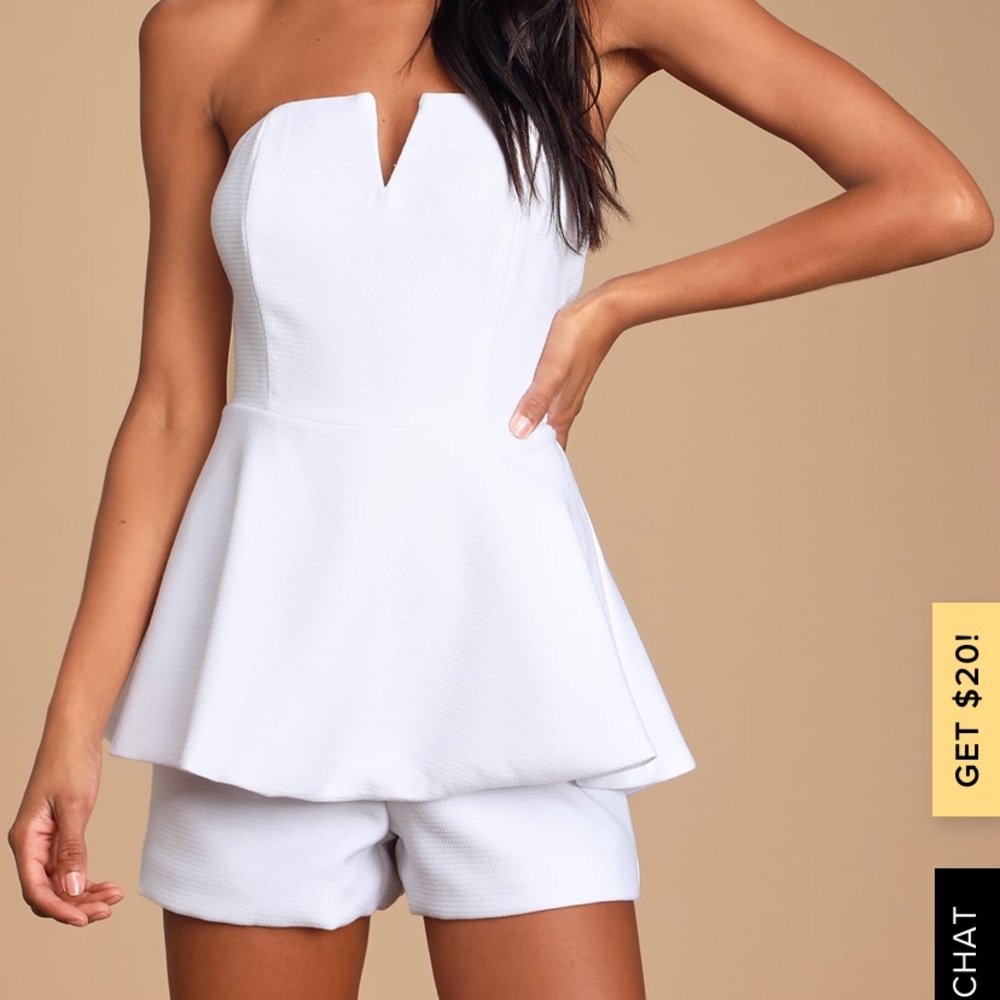 Strapless white romper (runs small)!